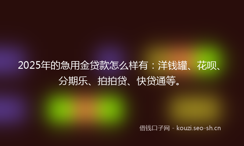2025年的急用金贷款怎么样有：洋钱罐、花呗、分期乐、拍拍贷、快贷通等。