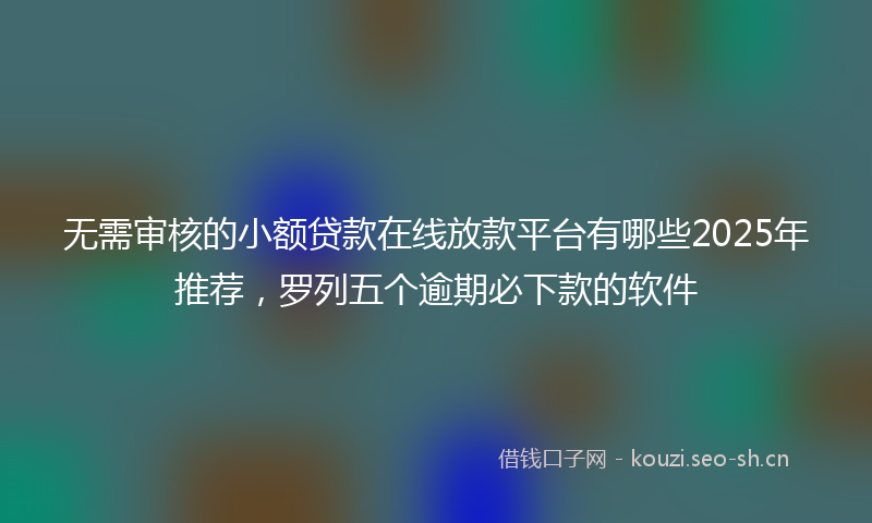 无需审核的小额贷款在线放款平台有哪些2025年推荐，罗列五个逾期必下款的软件