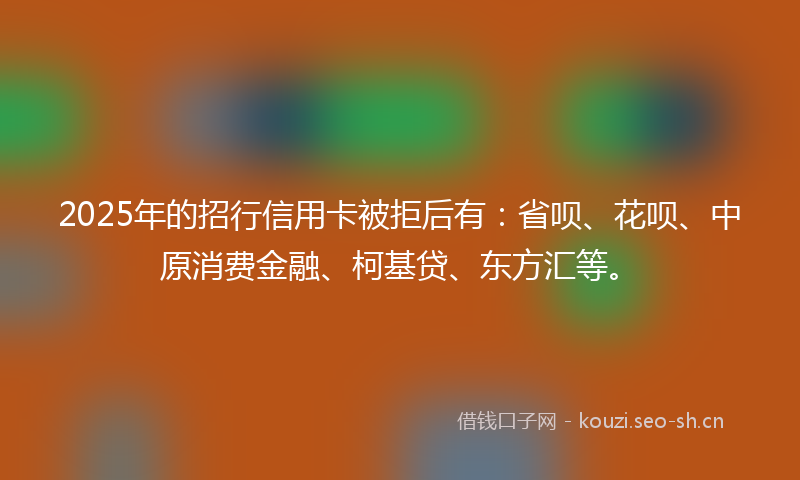 2025年的招行信用卡被拒后有：省呗、花呗、中原消费金融、柯基贷、东方汇等。
