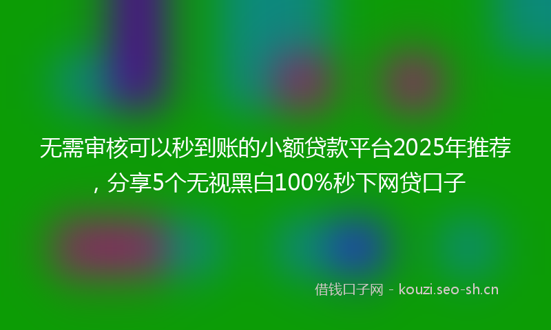 无需审核可以秒到账的小额贷款平台2025年推荐，分享5个无视黑白100%秒下网贷口子