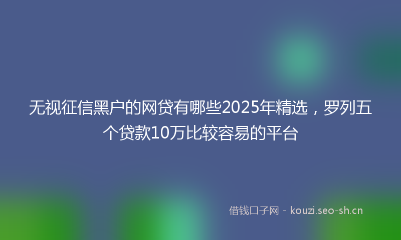 无视征信黑户的网贷有哪些2025年精选，罗列五个贷款10万比较容易的平台