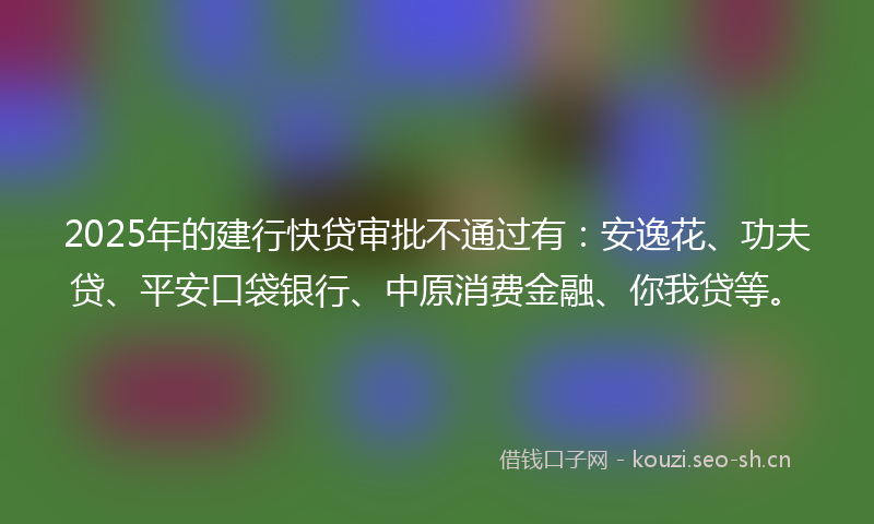 2025年的建行快贷审批不通过有：安逸花、功夫贷、平安口袋银行、中原消费金融、你我贷等。