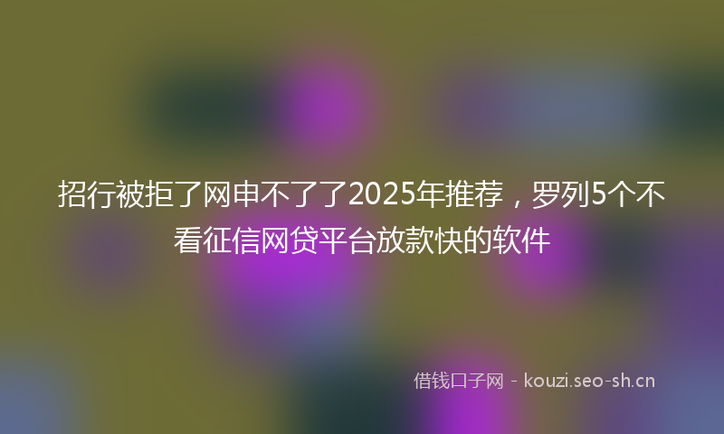 招行被拒了网申不了了2025年推荐，罗列5个不看征信网贷平台放款快的软件