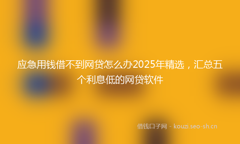 应急用钱借不到网贷怎么办2025年精选，汇总五个利息低的网贷软件