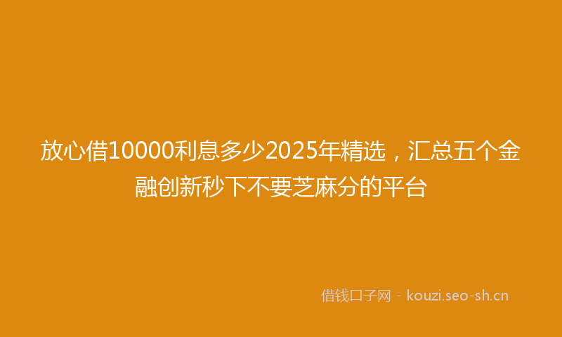 放心借10000利息多少2025年精选，汇总五个金融创新秒下不要芝麻分的平台