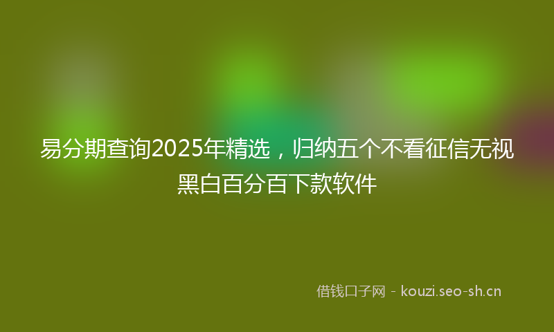易分期查询2025年精选，归纳五个不看征信无视黑白百分百下款软件