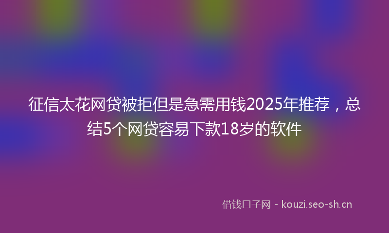 征信太花网贷被拒但是急需用钱2025年推荐，总结5个网贷容易下款18岁的软件