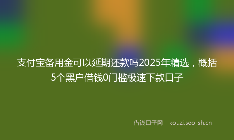 支付宝备用金可以延期还款吗2025年精选，概括5个黑户借钱0门槛极速下款口子