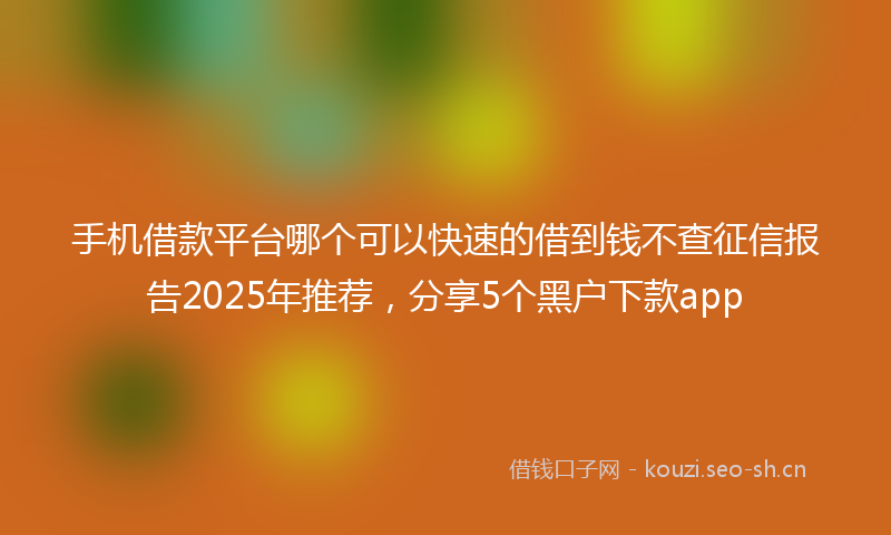 手机借款平台哪个可以快速的借到钱不查征信报告2025年推荐，分享5个黑户下款app