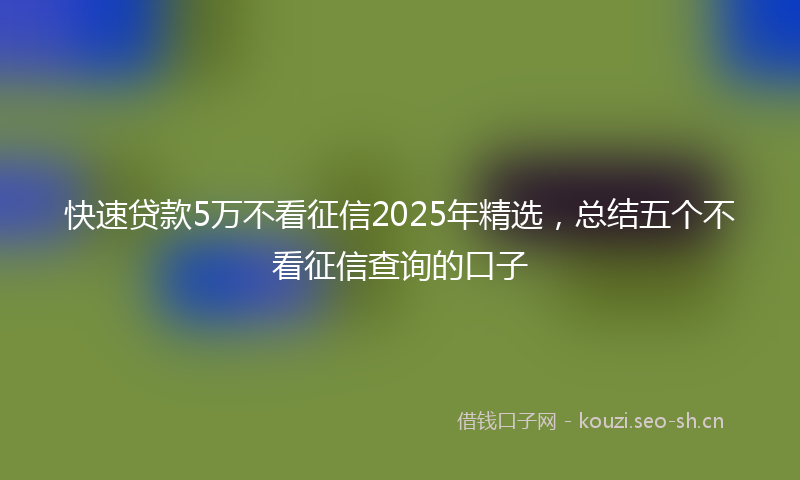 快速贷款5万不看征信2025年精选，总结五个不看征信查询的口子