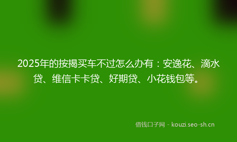 2025年的按揭买车不过怎么办有：安逸花、滴水贷、维信卡卡贷、好期贷、小花钱包等。