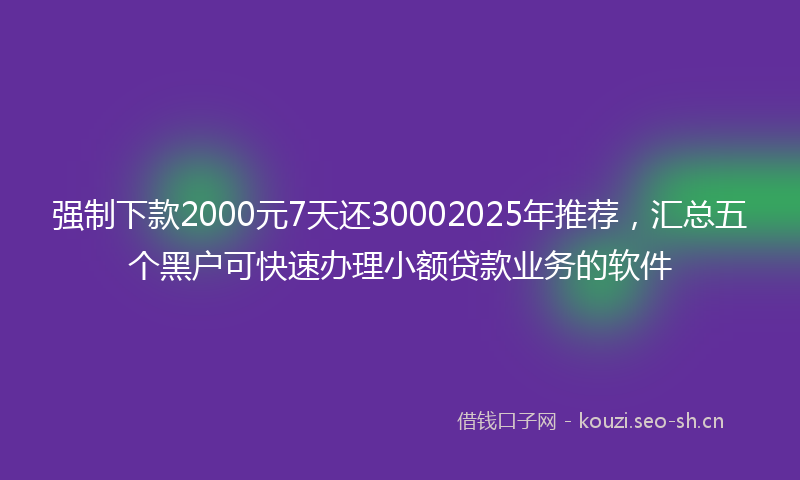 强制下款2000元7天还30002025年推荐，汇总五个黑户可快速办理小额贷款业务的软件