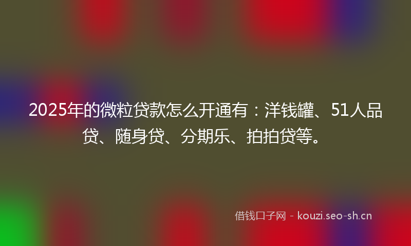 2025年的微粒贷款怎么开通有：洋钱罐、51人品贷、随身贷、分期乐、拍拍贷等。