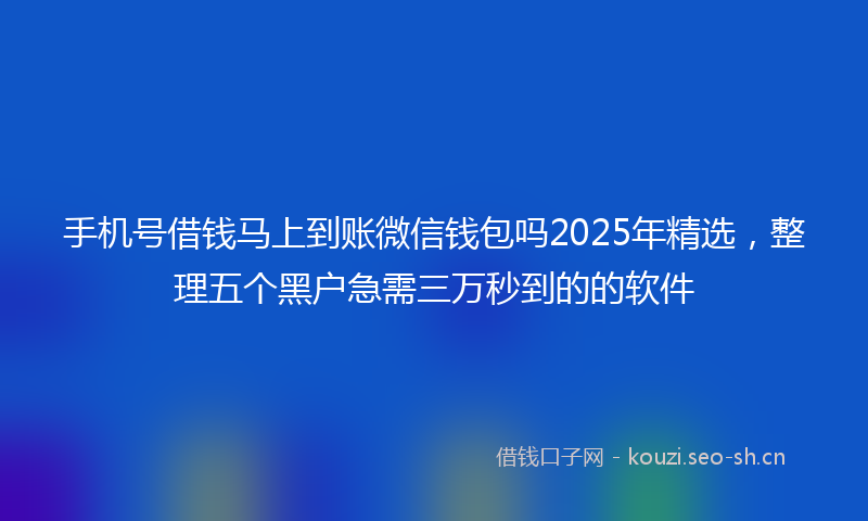 手机号借钱马上到账微信钱包吗2025年精选，整理五个黑户急需三万秒到的的软件