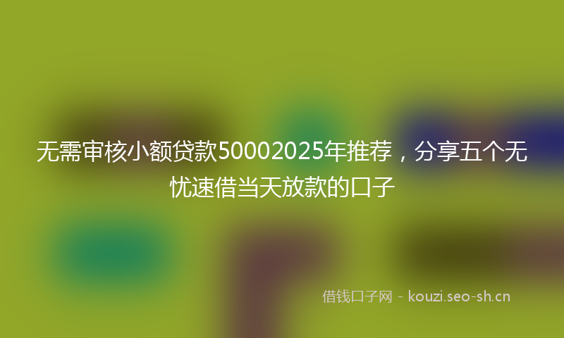 无需审核小额贷款50002025年推荐，分享五个无忧速借当天放款的口子