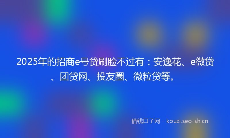 2025年的招商e号贷刷脸不过有：安逸花、e微贷、团贷网、投友圈、微粒贷等。