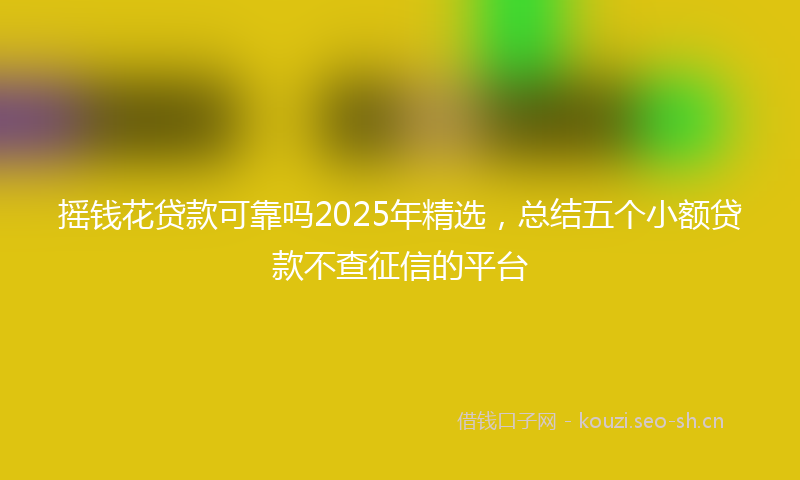 摇钱花贷款可靠吗2025年精选，总结五个小额贷款不查征信的平台