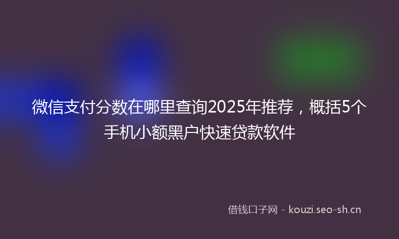 微信支付分数在哪里查询2025年推荐，概括5个手机小额黑户快速贷款软件