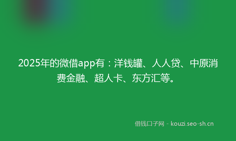 2025年的微借app有：洋钱罐、人人贷、中原消费金融、超人卡、东方汇等。