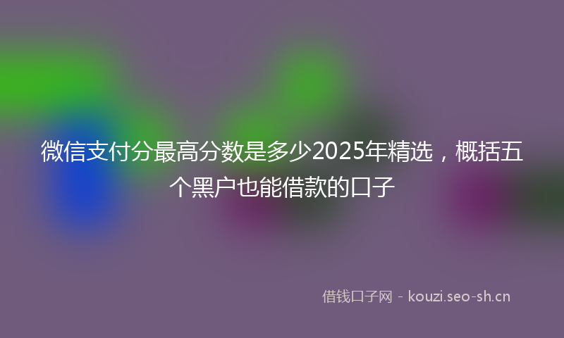 微信支付分最高分数是多少2025年精选，概括五个黑户也能借款的口子