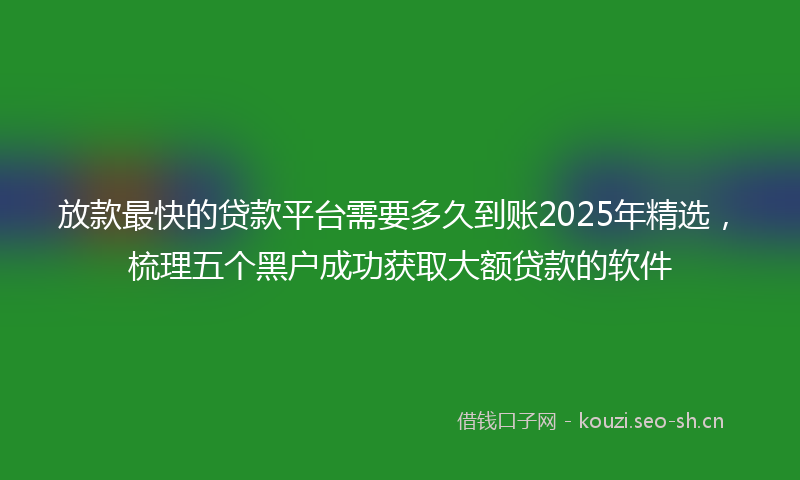 放款最快的贷款平台需要多久到账2025年精选，梳理五个黑户成功获取大额贷款的软件