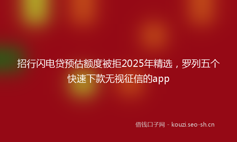 招行闪电贷预估额度被拒2025年精选，罗列五个快速下款无视征信的app