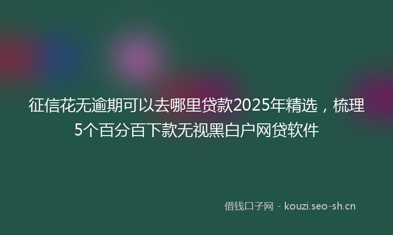征信花无逾期可以去哪里贷款2025年精选，梳理5个百分百下款无视黑白户网贷软件