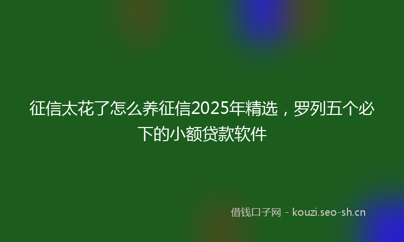 征信太花了怎么养征信2025年精选，罗列五个必下的小额贷款软件