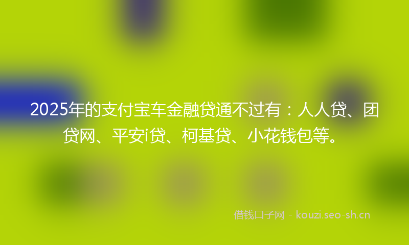 2025年的支付宝车金融贷通不过有：人人贷、团贷网、平安i贷、柯基贷、小花钱包等。