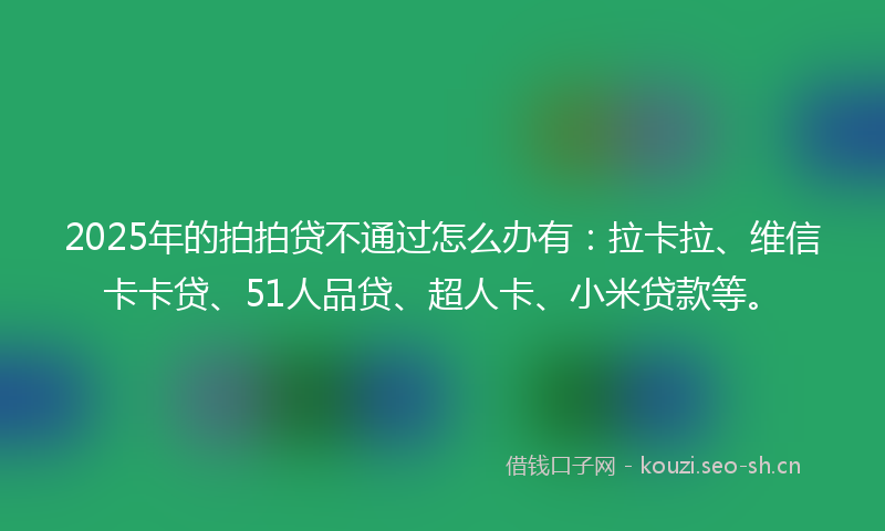 2025年的拍拍贷不通过怎么办有：拉卡拉、维信卡卡贷、51人品贷、超人卡、小米贷款等。