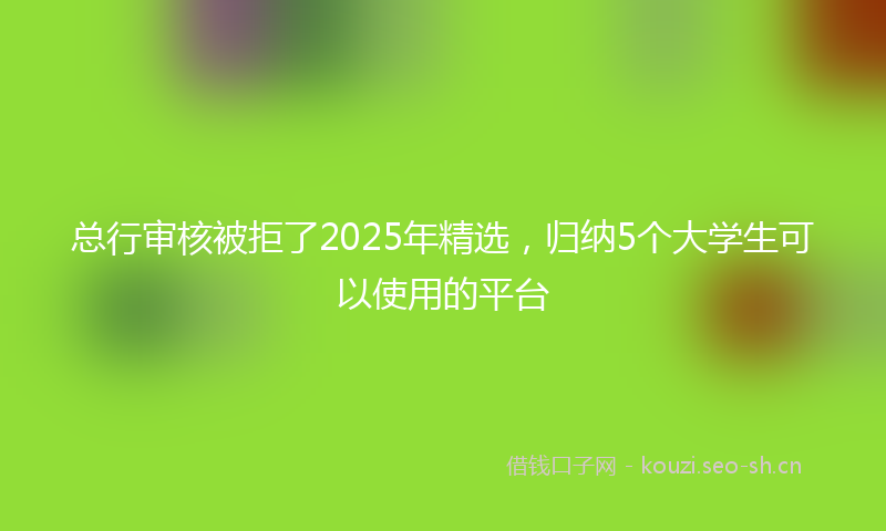 总行审核被拒了2025年精选，归纳5个大学生可以使用的平台