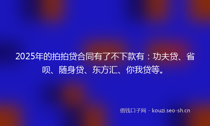 2025年的拍拍贷合同有了不下款有：功夫贷、省呗、随身贷、东方汇、你我贷等。