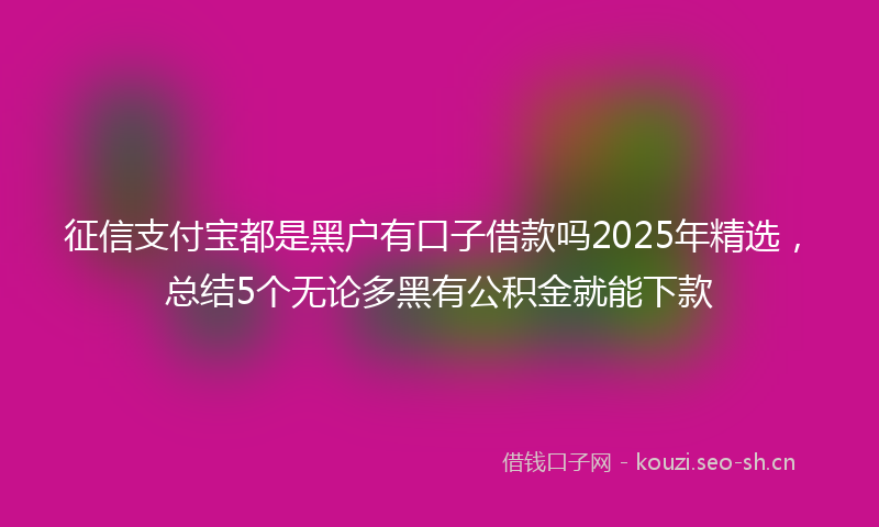 征信支付宝都是黑户有口子借款吗2025年精选，总结5个无论多黑有公积金就能下款