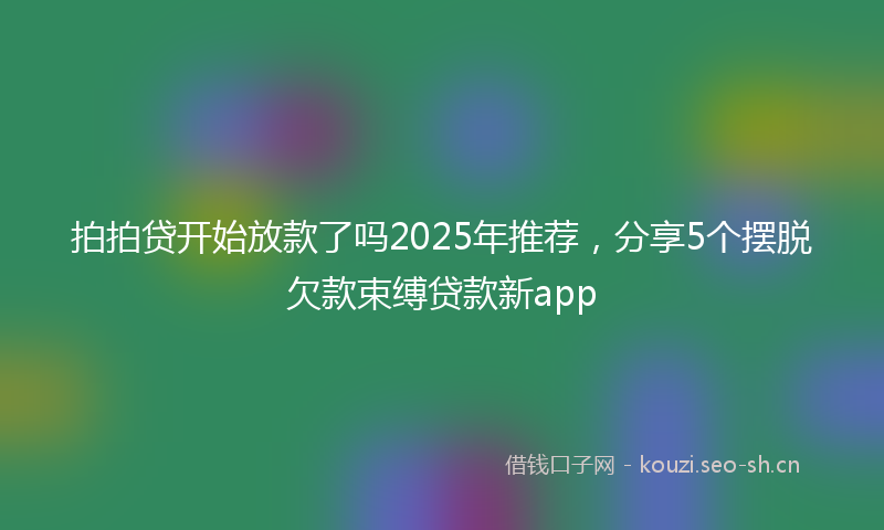 拍拍贷开始放款了吗2025年推荐，分享5个摆脱欠款束缚贷款新app