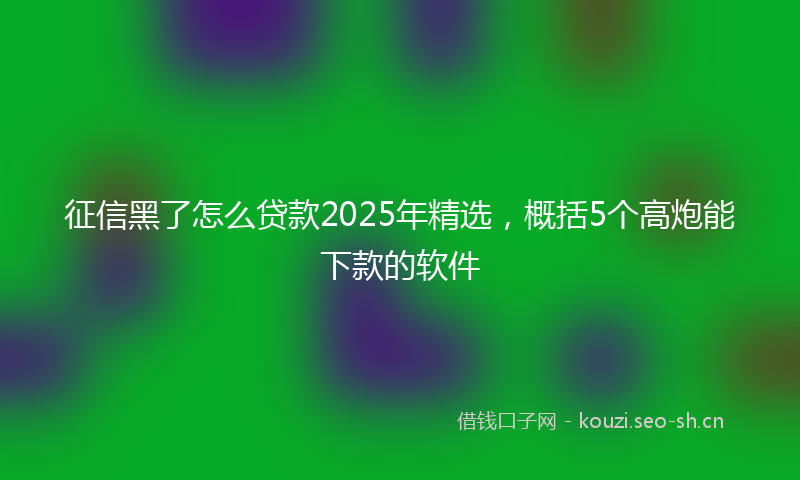 征信黑了怎么贷款2025年精选，概括5个高炮能下款的软件