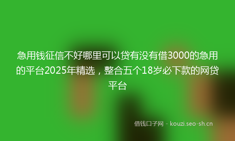 急用钱征信不好哪里可以贷有没有借3000的急用的平台2025年精选，整合五个18岁必下款的网贷平台