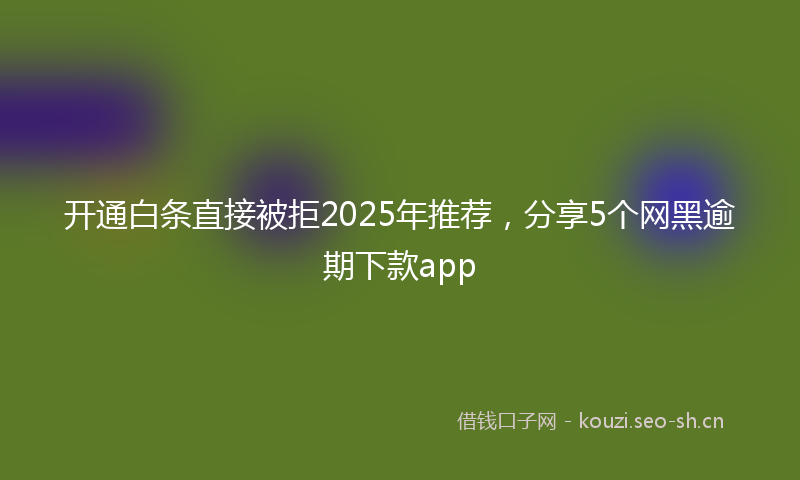 开通白条直接被拒2025年推荐，分享5个网黑逾期下款app