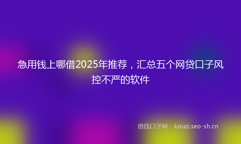 急用钱上哪借2025年推荐，汇总五个网贷口子风控不严的软件