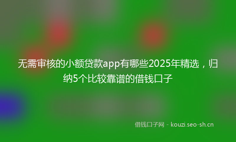 无需审核的小额贷款app有哪些2025年精选，归纳5个比较靠谱的借钱口子