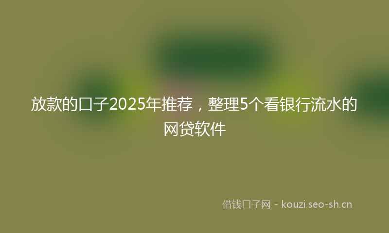 放款的口子2025年推荐，整理5个看银行流水的网贷软件
