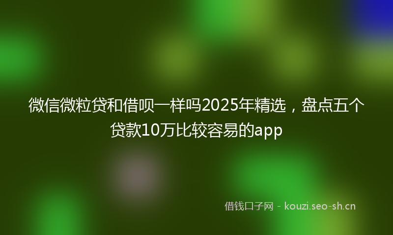 微信微粒贷和借呗一样吗2025年精选，盘点五个贷款10万比较容易的app