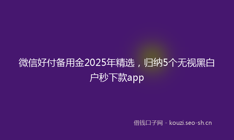 微信好付备用金2025年精选，归纳5个无视黑白户秒下款app