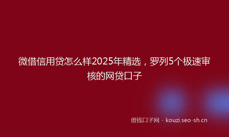 微借信用贷怎么样2025年精选，罗列5个极速审核的网贷口子