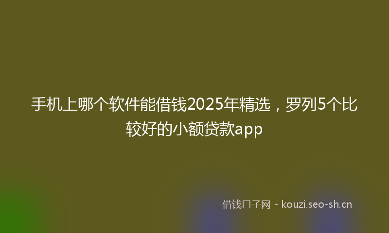 手机上哪个软件能借钱2025年精选，罗列5个比较好的小额贷款app