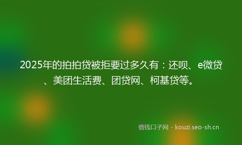 2025年的拍拍贷被拒要过多久有：还呗、e微贷、美团生活费、团贷网、柯基贷等。
