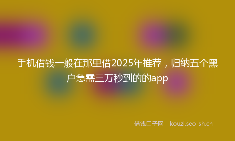手机借钱一般在那里借2025年推荐，归纳五个黑户急需三万秒到的的app