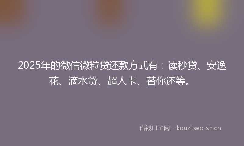2025年的微信微粒贷还款方式有：读秒贷、安逸花、滴水贷、超人卡、替你还等。