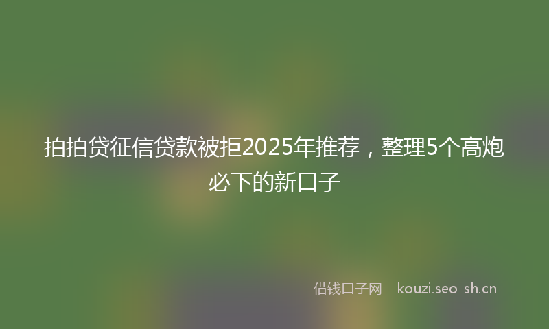 拍拍贷征信贷款被拒2025年推荐，整理5个高炮必下的新口子