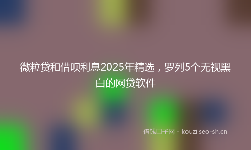 微粒贷和借呗利息2025年精选，罗列5个无视黑白的网贷软件