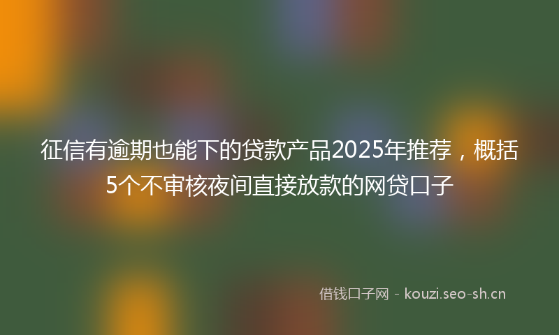 征信有逾期也能下的贷款产品2025年推荐，概括5个不审核夜间直接放款的网贷口子